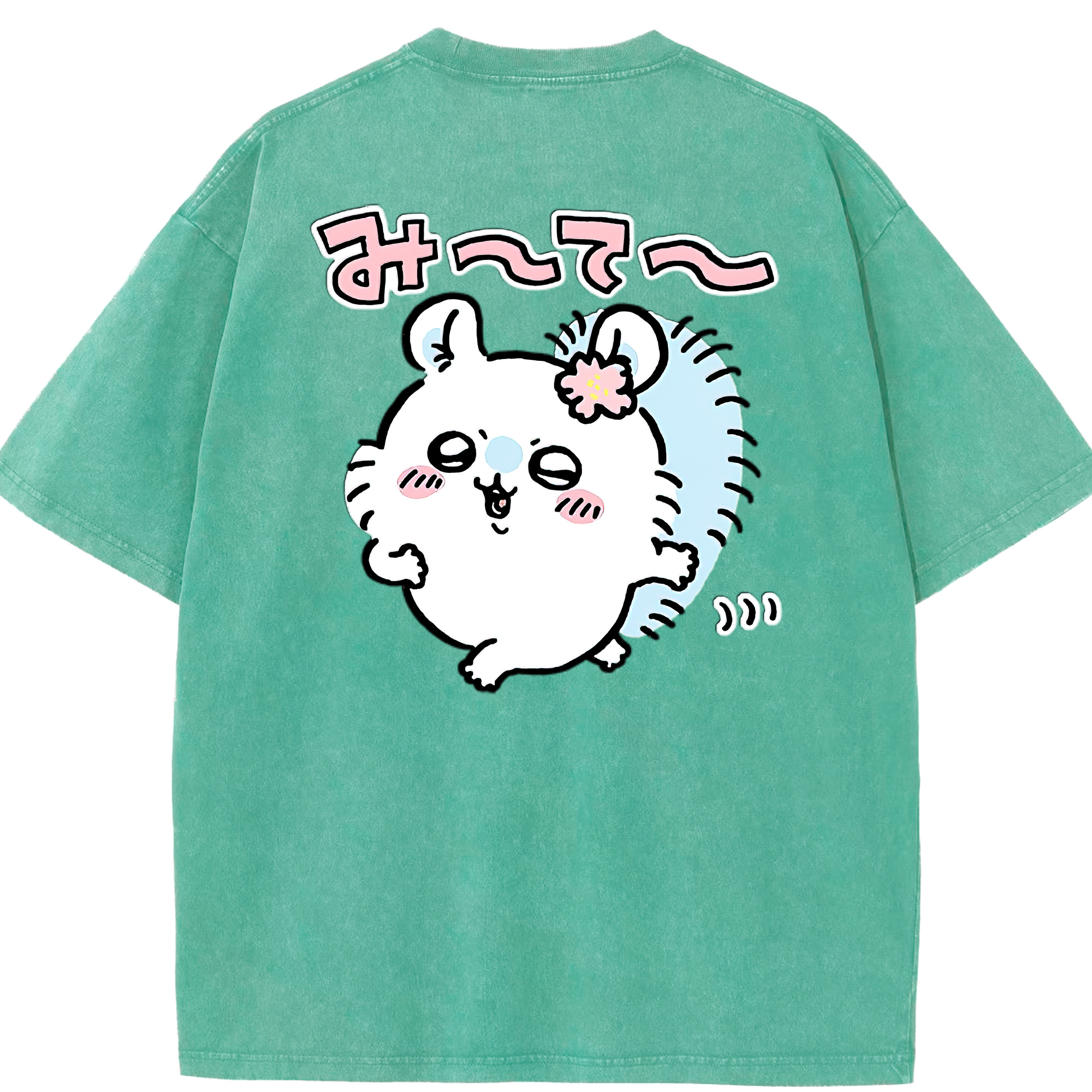 （画像用） ちいかわ モモンガ Chii-kawa Momonga 綿100% ヴィンテージ風 半袖Tシャツ（背面プリント）